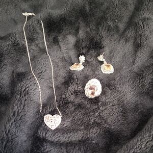 Elegant Silver Jewelry Set with Purple Accents